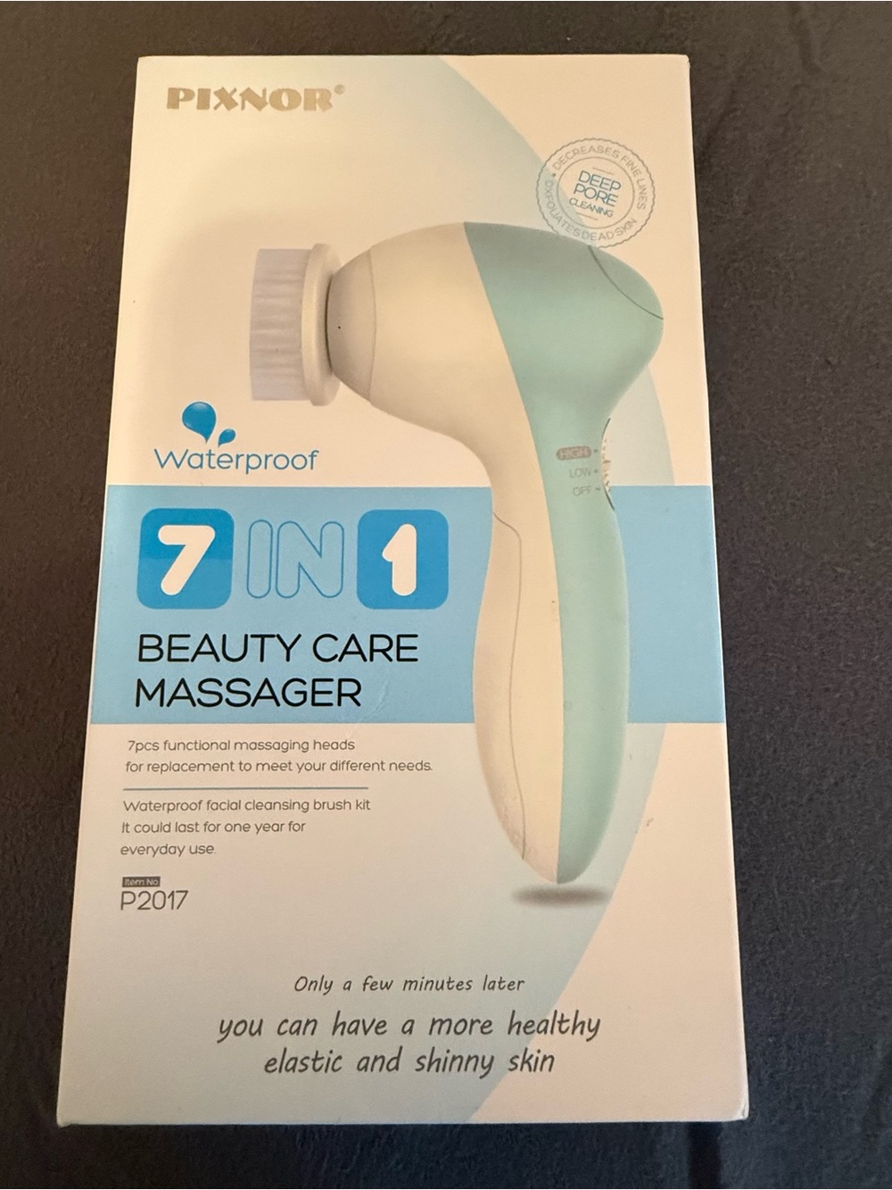 Pixnor 7-in-1 Waterproof Beauty Care Massager – Mint/White
